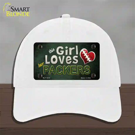 This Girl Loves Her Packers Novelty License Plate Hat Unconstructed Cotton / White