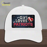 This Girl Loves Her Patriots Novelty License Plate Hat Unconstructed Cotton / White