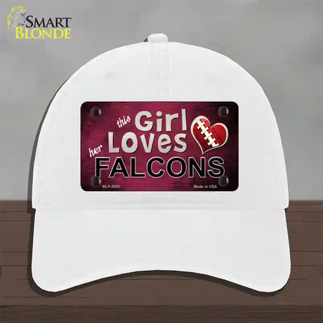 This Girl Loves Her Falcons Novelty License Plate Hat Unconstructed Cotton / White