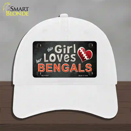 This Girl Loves Her Bengals Novelty License Plate Hat Unconstructed Cotton / White