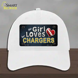 This Girl Loves Her Chargers Novelty License Plate Hat Unconstructed Cotton / White