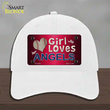 This Girl Loves Her Angels Novelty License Plate Hat Unconstructed Cotton / White