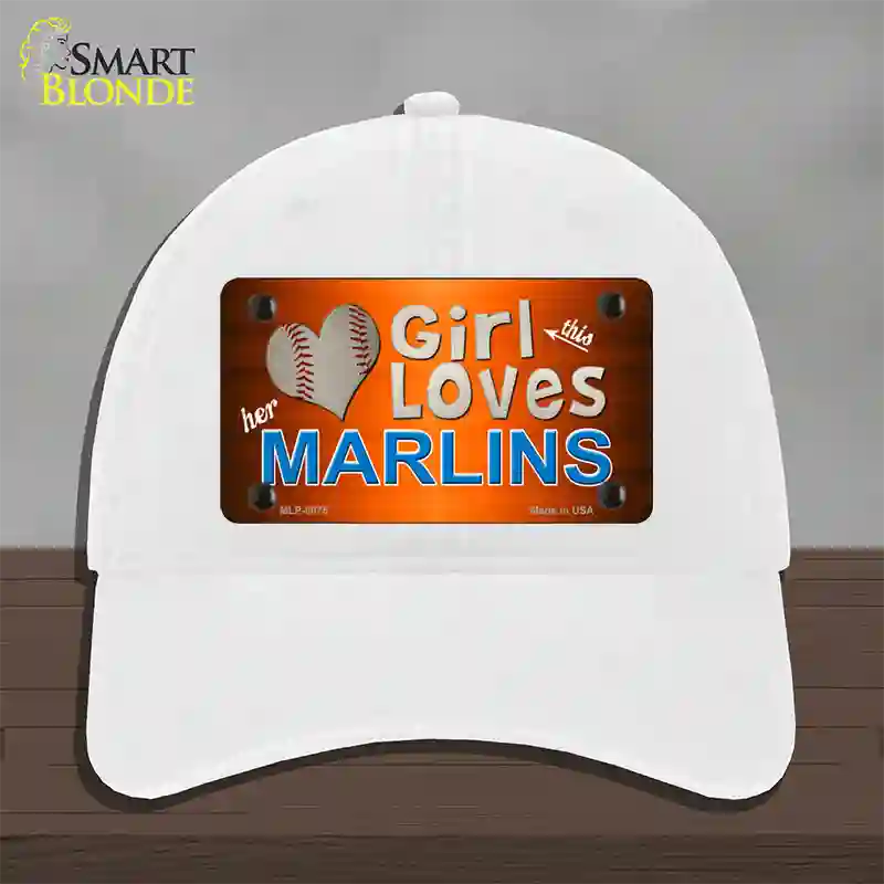 This Girl Loves Her Marlins Novelty License Plate Hat Unconstructed Cotton / White