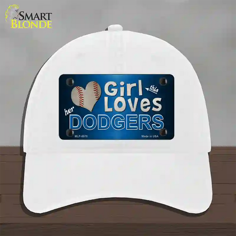 This Girl Loves Her Dodgers Novelty License Plate Hat Unconstructed Cotton / White