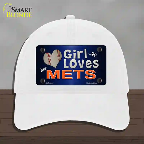 This Girl Loves Her Mets Novelty License Plate Hat Unconstructed Cotton / White