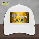 This Girl Loves Her Athletics Novelty License Plate Hat Unconstructed Cotton / White