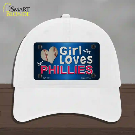 This Girl Loves Her Phillies Novelty License Plate Hat Unconstructed Cotton / White