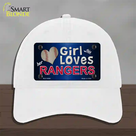 This Girl Loves Her Rangers Novelty License Plate Hat Unconstructed Cotton / White