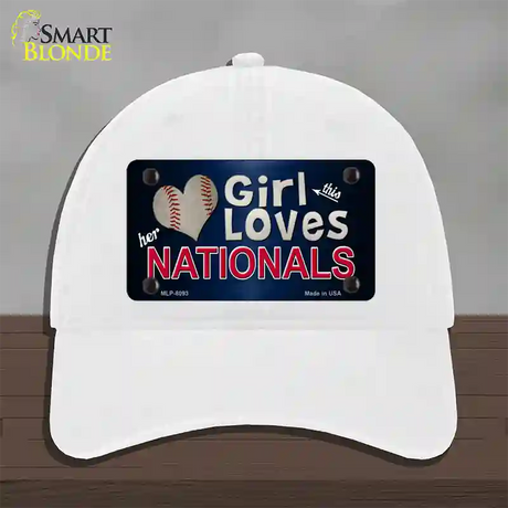 This Girl Loves Her Nationals Novelty License Plate Hat Unconstructed Cotton / White