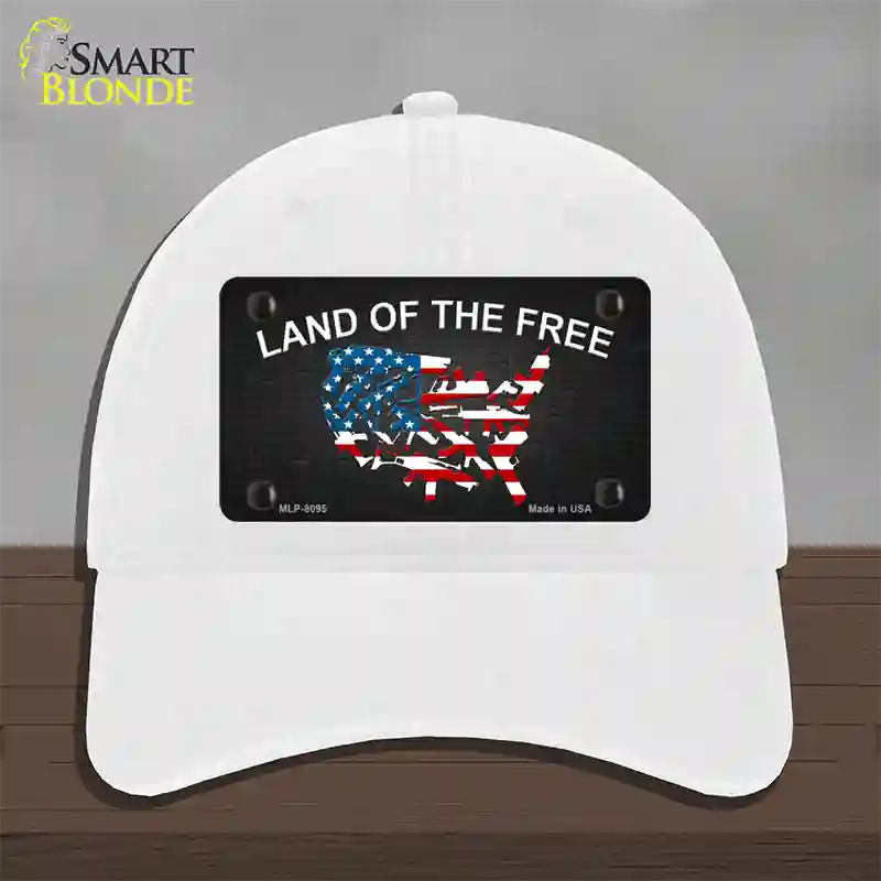 Land Of The Free Novelty License Plate Hat Unconstructed Cotton / White