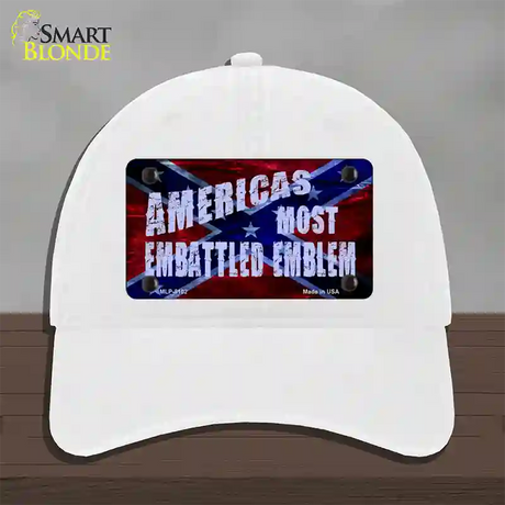 Americas Most Embattled Emblem Novelty License Plate Hat Unconstructed Cotton / White