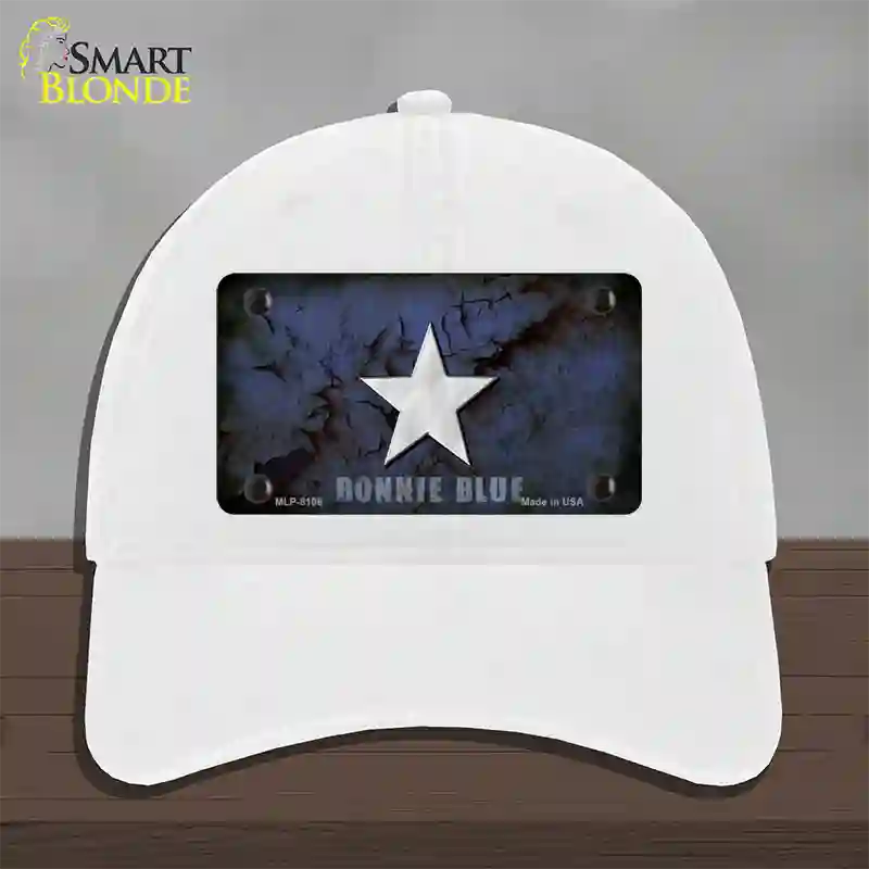 Bonnie Blue Star Novelty License Plate Hat Unconstructed Cotton / White