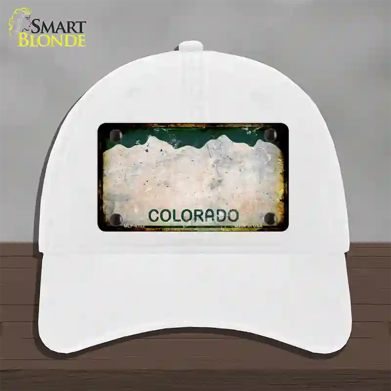 Colorado Rusty Blank Novelty License Plate Hat Unconstructed Cotton / White