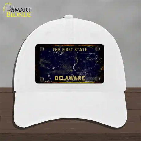 Delaware Rusty Blank Novelty License Plate Hat Unconstructed Cotton / White