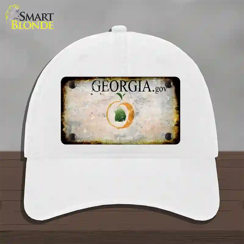 Georgia Rusty Blank Novelty License Plate Hat Unconstructed Cotton / White