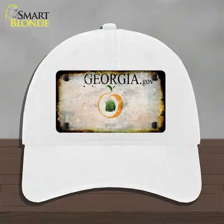 Georgia Rusty Blank Novelty License Plate Hat Unconstructed Cotton / White