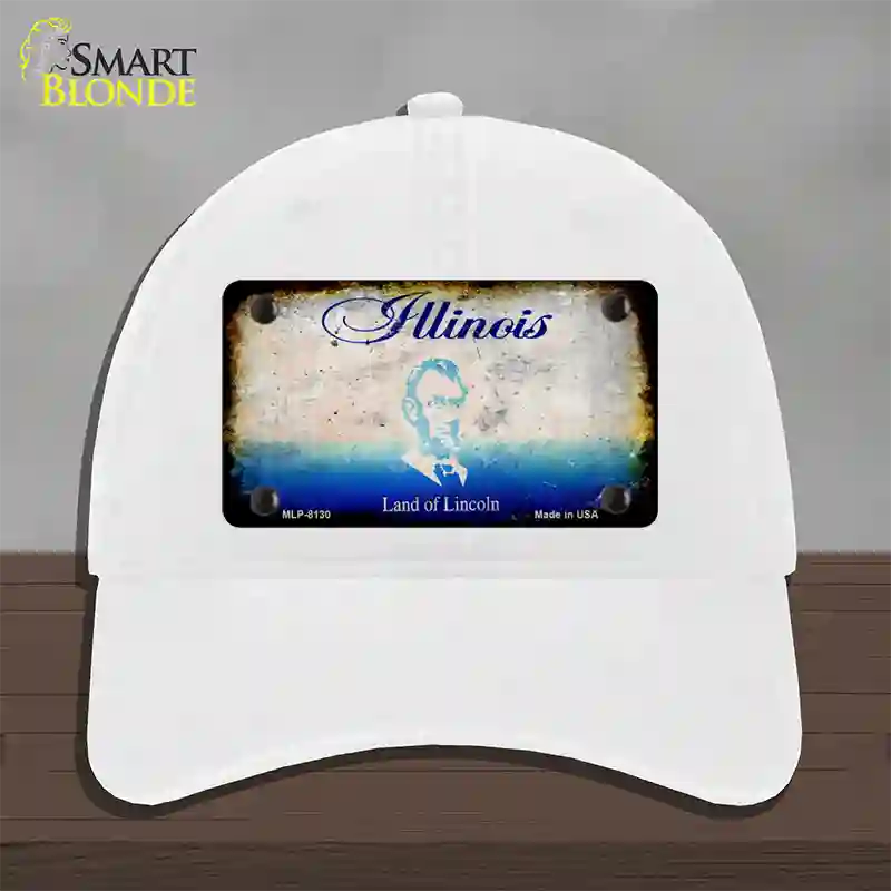 Illinois Rusty Blank Novelty License Plate Hat Unconstructed Cotton / White