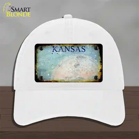 Kansas Rusty Blank Novelty License Plate Hat Unconstructed Cotton / White