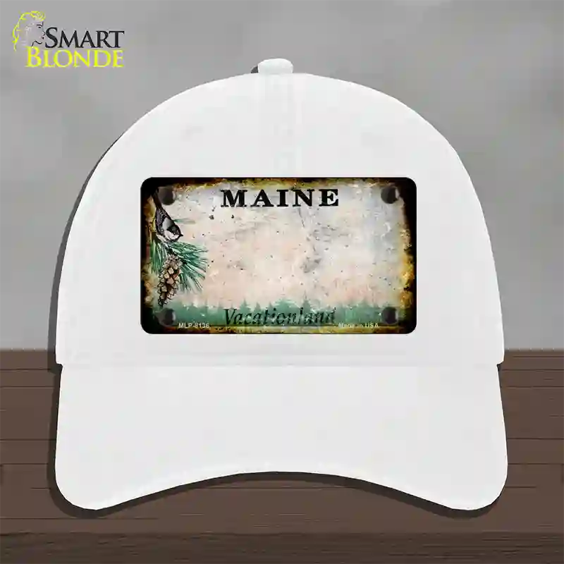 Maine Rusty Blank Novelty License Plate Hat Unconstructed Cotton / White