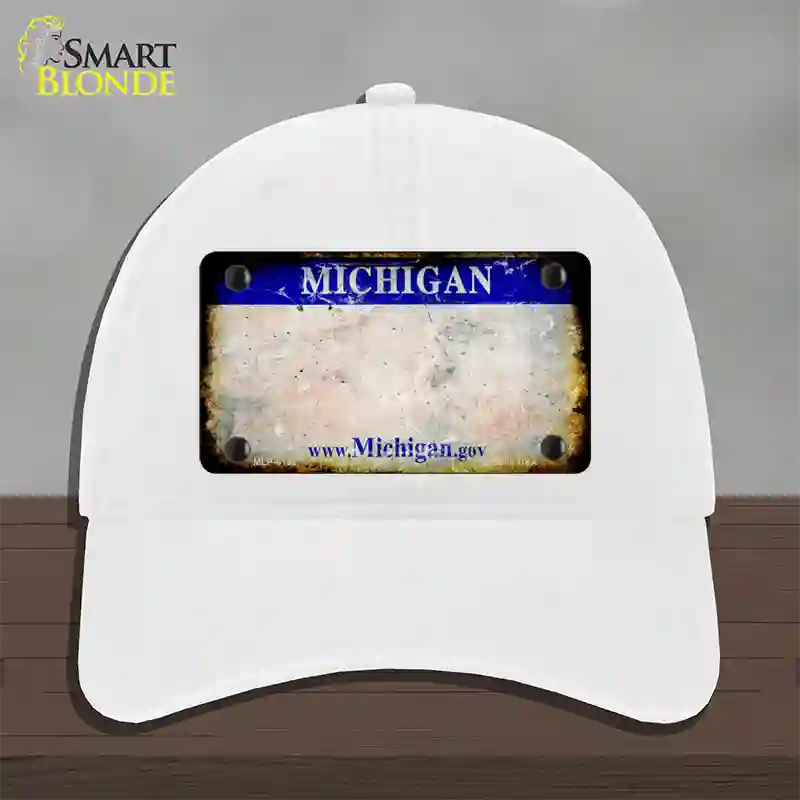 Michigan Gov Rusty Blank Novelty License Plate Hat Unconstructed Cotton / White