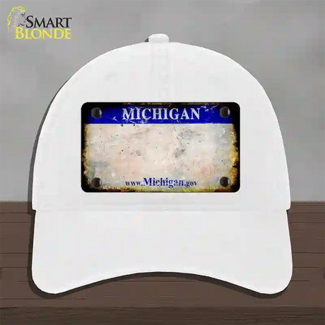 Michigan Gov Rusty Blank Novelty License Plate Hat Unconstructed Cotton / White