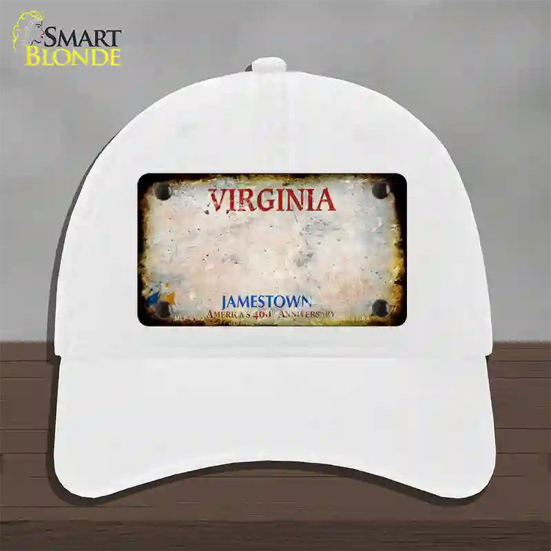 Virginia Rusty Blank Novelty License Plate Hat Unconstructed Cotton / White