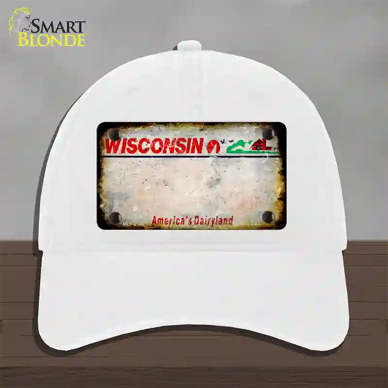 Wisconsin Rusty Blank Novelty License Plate Hat Unconstructed Cotton / White