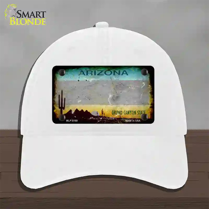 Arizona State Blank Novelty License Plate Hat Unconstructed Cotton / White / Gray Arizona Sunset (1455):https | Rusty | Yes