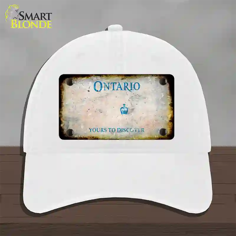 Ontario Canada Rusty Blank Novelty License Plate Hat Unconstructed Cotton / White