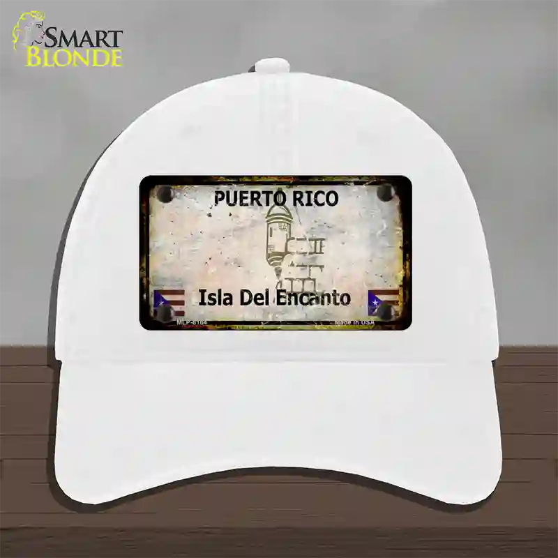 Puerto Rico Rusty Blank Novelty License Plate Hat Unconstructed Cotton / White