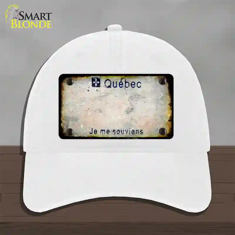 Quebec Rusty Blank Novelty License Plate Hat Unconstructed Cotton / White