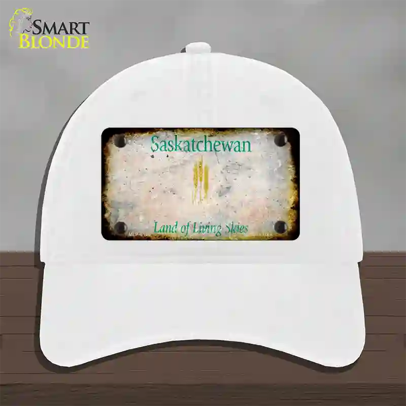 Saskatchewan Rusty Blank Novelty License Plate Hat Unconstructed Cotton / White