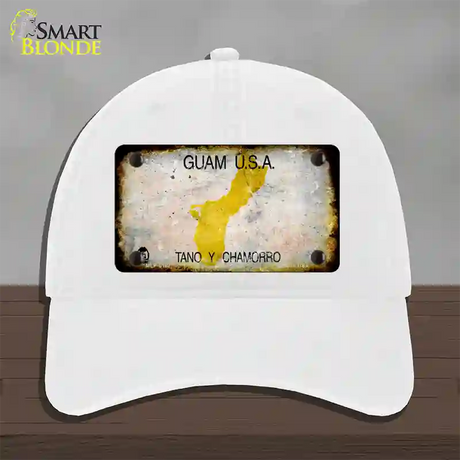 Guam Rusty Blank Novelty License Plate Hat Unconstructed Cotton / White