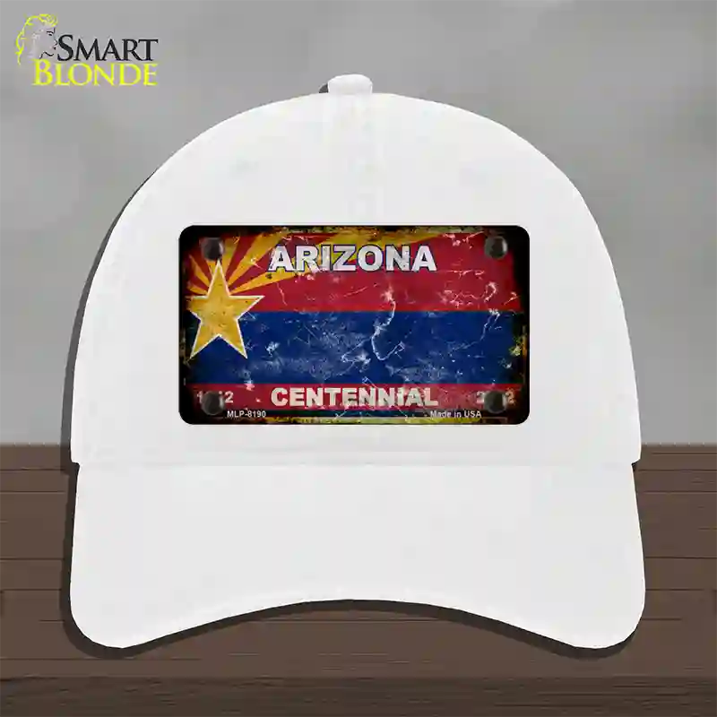 Arizona State Blank Novelty License Plate Hat Unconstructed Cotton / White / Arizona Centennial (1801):https | Rusty | Yes