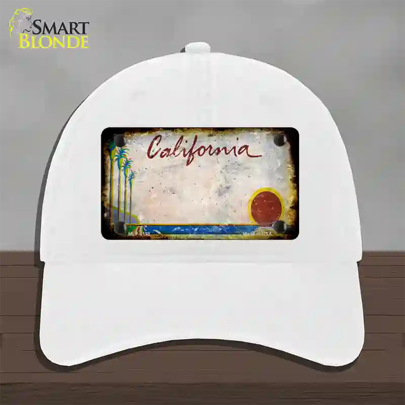 California Palm Tree Rusty Blank Novelty License Plate Hat Unconstructed Cotton / White