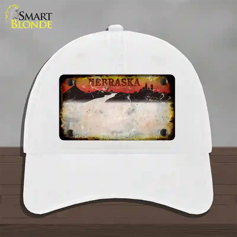 Nebraska Amber Rusty Blank Novelty License Plate Hat Unconstructed Cotton / White