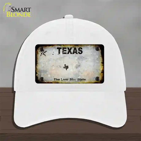 Texas White Rusty Blank Novelty License Plate Hat Unconstructed Cotton / White