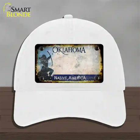 Oklahoma Arrow Rusty Blank Novelty License Plate Hat Unconstructed Cotton / White