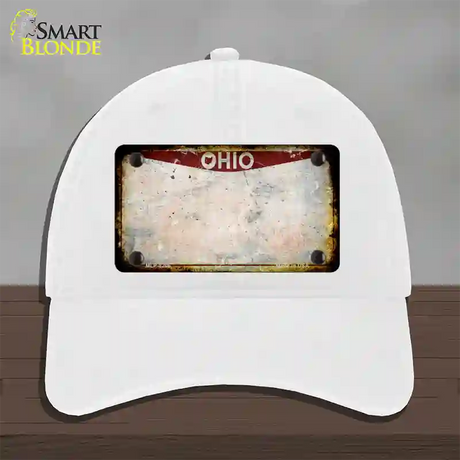 Ohio Rusty Blank Novelty License Plate Hat Unconstructed Cotton / White