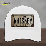 I Love Whiskey Novelty License Plate Hat Unconstructed Cotton / White