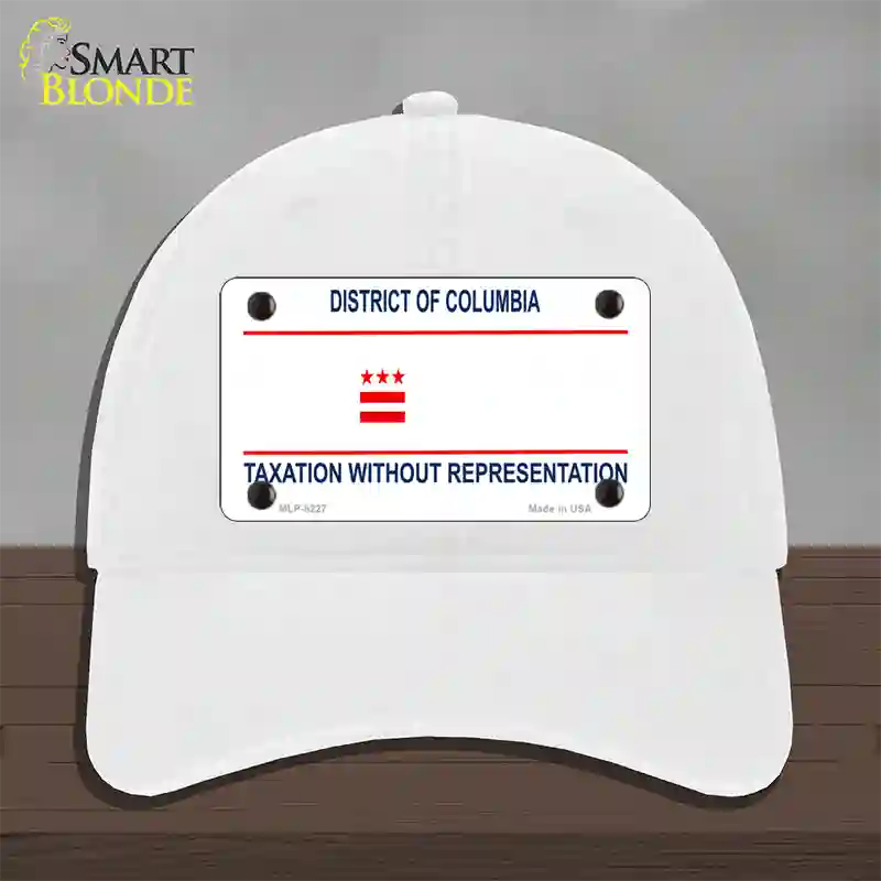 Taxation Without Representation Novelty License Plate Hat Unconstructed Cotton / White