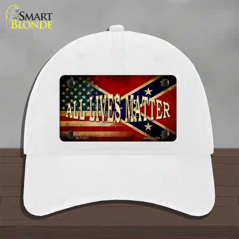 All Lives Matter Flag Novelty License Plate Hat Unconstructed Cotton / White