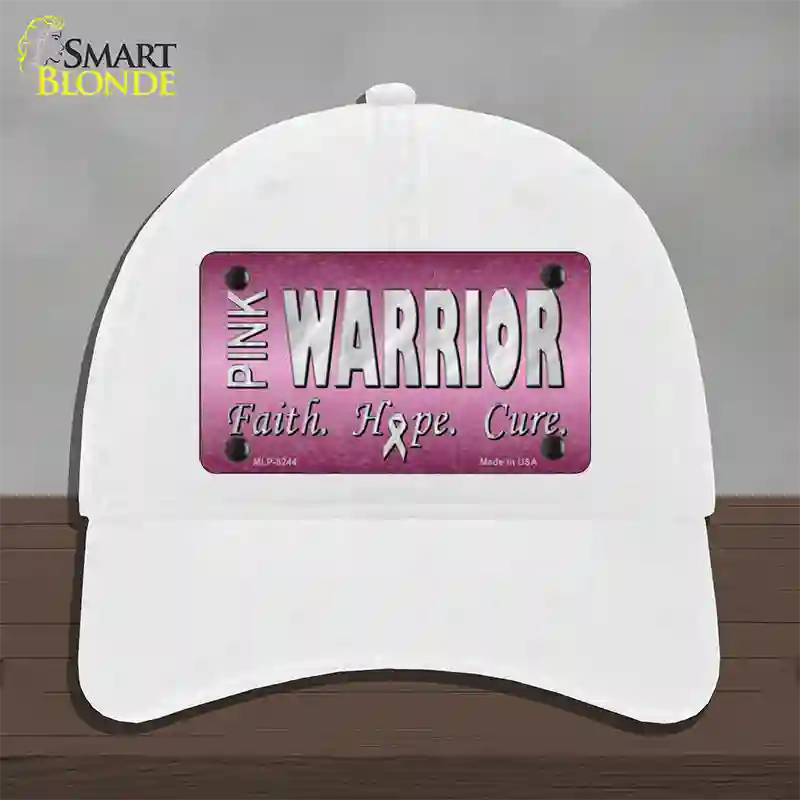 Pink Warrior Novelty License Plate Hat Unconstructed Cotton / White