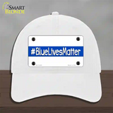 Blue Lives Matter Novelty License Plate Hat Unconstructed Cotton / White