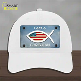 I Am A Christian Novelty License Plate Hat Unconstructed Cotton / White