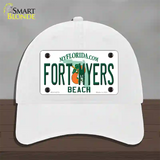 Fort Myers Beach Novelty License Plate Hat Unconstructed Cotton / White