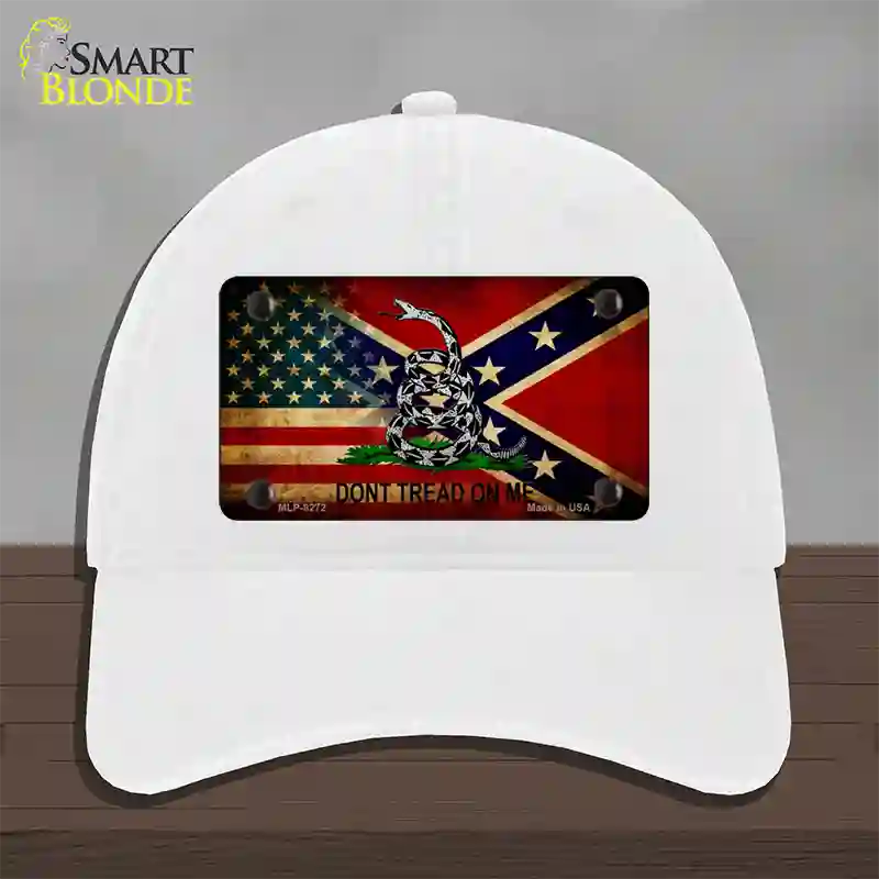 American Confederate Dont Tread Novelty License Plate Hat Unconstructed Cotton / White