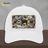 Deer On Camo Novelty License Plate Hat Unconstructed Cotton / White