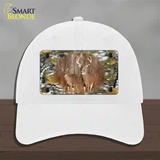 Two Deer On Camo Novelty License Plate Hat Unconstructed Cotton / White