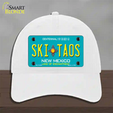 Ski Taos Teal New Mexico Novelty License Plate Hat Unconstructed Cotton / White